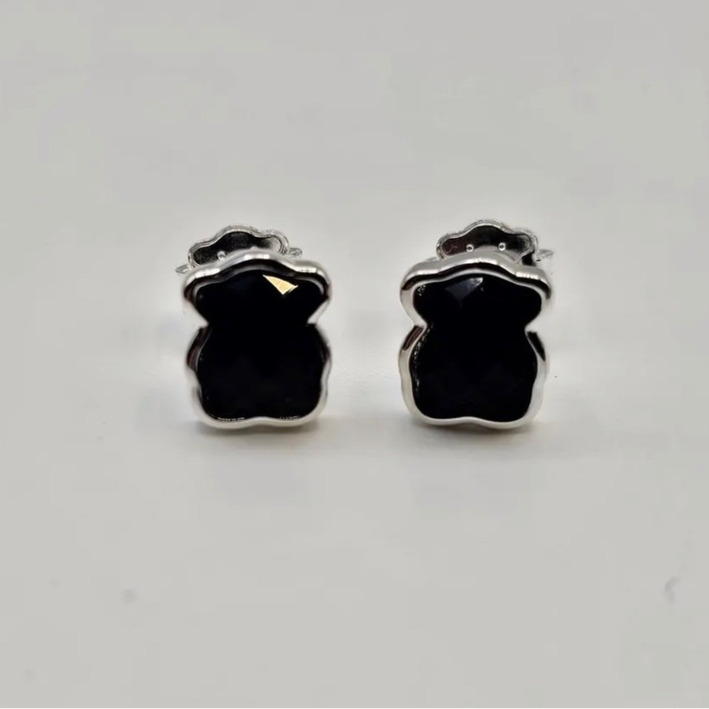 Tous Silver One Onyx Leg Bear Dangle Pendant - Picture 9 of 16